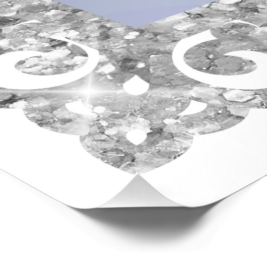 Silver Glitter Lijst Blue Bow doop welkom Perfect Poster (Hoek)