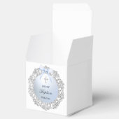 Silver Glitter Lijst Blue Bow Doopsmeerkubus Bedankdoosjes (Geopend)