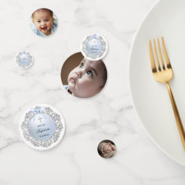 Silver Glitter Lijst Blue Bow dooptafel Confetti