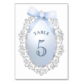Silver Glitter Lijst Blue Bow Tafelnummer (Voorkant)