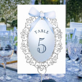 Silver Glitter Lijst Blue Bow Tafelnummer