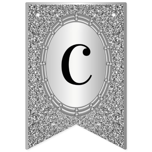 Silver Glitter Lijst Bunting Flag Vlaggetjes (Eerste vlag)