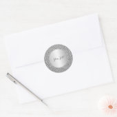 Silver Glitter Lijst Classic Ronde Sticker (Envelop)