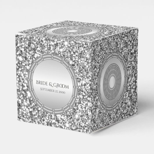 Silver Glitter Lijst Favor Box Bedankdoosjes (Voorkant Zijde)