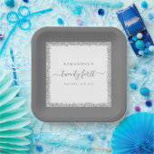 Silver Glitter Lijst Name Date 21st Birthday Papieren Bordje (Feest)