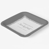 Silver Glitter Lijst Name Date 21st Birthday Papieren Bordje (Gebogen)