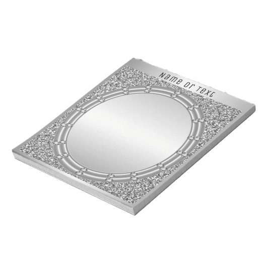 Silver Glitter Lijst Notitieblok (Linkerzijde)