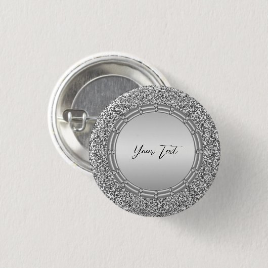 Silver Glitter Lijst Pinback Button (Voorkant /achterkant)