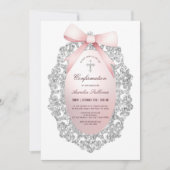 Silver Glitter Lijst Pink Bow bevestiging Kaart (Voorkant)