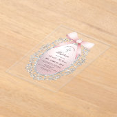 Silver Glitter Lijst Pink Bow doop Acryl Uitnodigingen (Laagn)