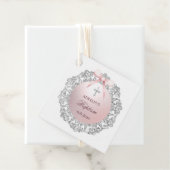 Silver Glitter Lijst Pink Bow doop Bedankjes Labels (In situ)