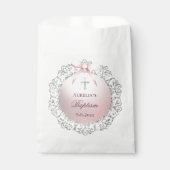 Silver Glitter Lijst Pink Bow doop Bedankzakje (Voorkant)