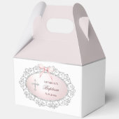 Silver Glitter Lijst Pink Bow doop Big Gable Bedankdoosjes (Voorkant)