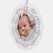 Silver Glitter Lijst Pink Bow doop Dank u Ornament Kaart (Links)