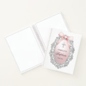 Silver Glitter Lijst Pink Bow doop gastenboek Notitieboek (Binnen)