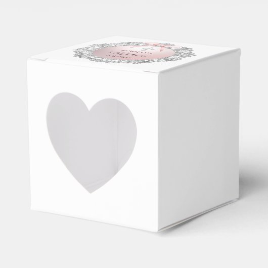 Silver Glitter Lijst Pink Bow Doop Hart Bedankdoosjes (Voorkant Zijde)