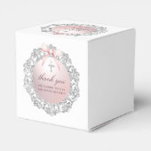 Silver Glitter Lijst Pink Bow Doop Hart Bedankdoosjes (Achterkant)