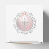 Silver Glitter Lijst Pink Bow Doop Kubus Bedankdoosjes (Bovenkant)