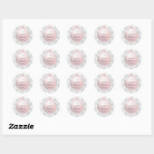 Silver Glitter Lijst Pink Bow doop Ronde Sticker (Vel)