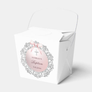 Silver Glitter Lijst Pink Bow Doop Uitnemen Bedankdoosjes