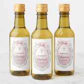 Silver Glitter Lijst Pink Bow doop Wijn Etiket (Flessen)