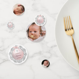 Silver Glitter Lijst Pink Bow dooptafel Confetti