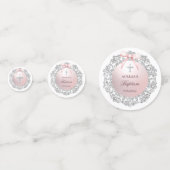 Silver Glitter Lijst Pink Bow dooptafel Confetti (Achterkanten)