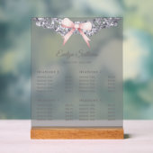 Silver Glitter Lijst Pink Bow prijslijst Acryl Bord (Neutraal)