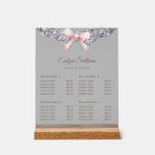 Silver Glitter Lijst Pink Bow prijslijst Acryl Bord (Voorkant)