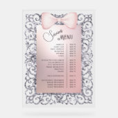 Silver Glitter Lijst Pink Bow Services Menu Acryl Bord (Voorkant)