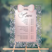 Silver Glitter Lijst Pink Bow Services Menu Acryl Bord (Neutraal)