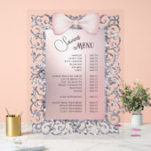 Silver Glitter Lijst Pink Bow Services Menu Acryl Bord (Huwelijk)