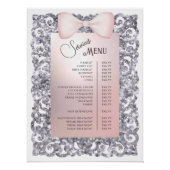 Silver Glitter Lijst Pink Bow Services Menu Perfect Poster (Voorkant)