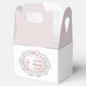 Silver Glitter Lijst Roze Bow doop Kleine Gable Bedankdoosjes (Geopend)