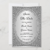 Silver Glitter Lijst Sla de datum op Save The Date (Voorkant)