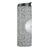 Silver Glitter Lijst Thermische Tumbler Thermosbeker (Gedraaid links)