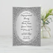 Silver Glitter Lijst Verloving Invitation Kaart (Staand voorkant)