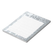 Silver Glitter Lined Personalized Notitieblok (Linkerzijde)