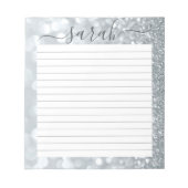 Silver Glitter Lined Personalized Notitieblok (Voorkant)