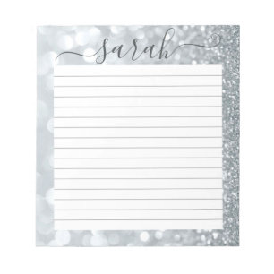 Silver Glitter Lined Personalized Notitieblok