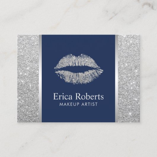 Silver Glitter Lips Makeup Artist Appointment Afsprakenkaartje (Voorkant)