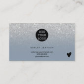 Silver glitter logo dusty blue order bedankt visitekaartje (Achterkant)