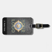 Silver Glitter Logo Luxury Business Branding Chic Bagagelabel (Voorkant horizontaal)