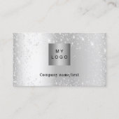 Silver glitter logo QR-code Visitekaartje (Voorkant)
