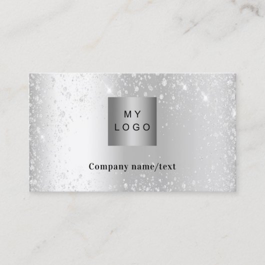Silver glitter logo QR-code Visitekaartje (Voorkant)