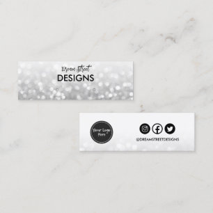 Silver Glitter Logo Social Media Earling Display Mini Visitekaartje
