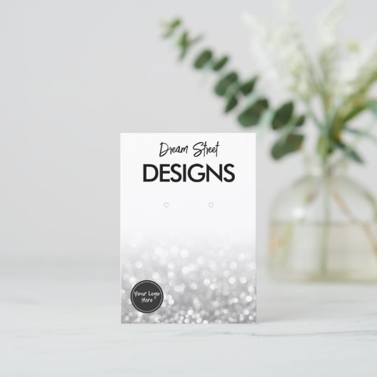 Silver Glitter Logo Social Media Earling Display Visitekaartje (Staand voorkant)