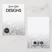 Silver Glitter Logo Social Media Earling Display Visitekaartje (Voorkant / Achterkant)
