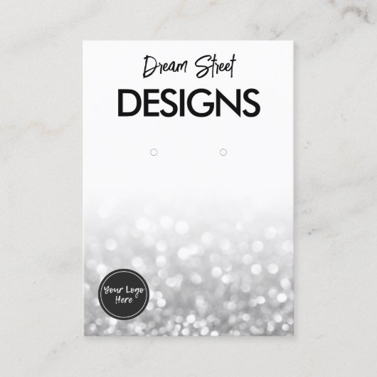 Silver Glitter Logo Social Media Earling Display Visitekaartje (Voorkant)