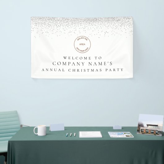 Silver Glitter Logo Welcome Kerstparty Spandoek (Beurs)